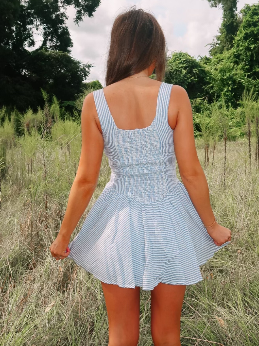 Kylie Striped Dress- Blue