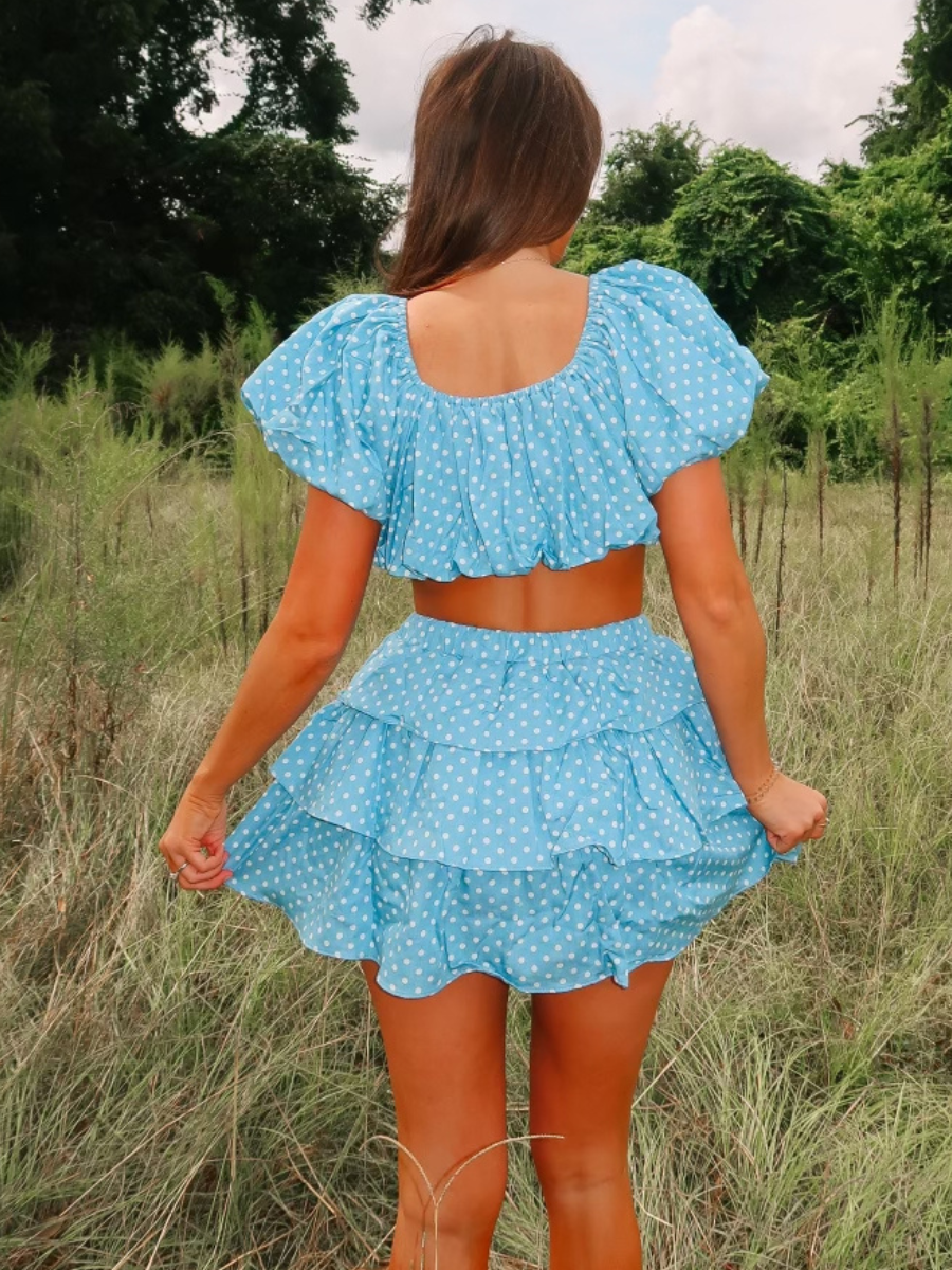 Lainey Polka Dot Skirt - Blue
