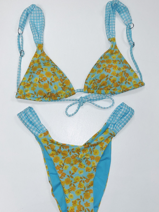 Tao Bikini Top - Yellow / Blue