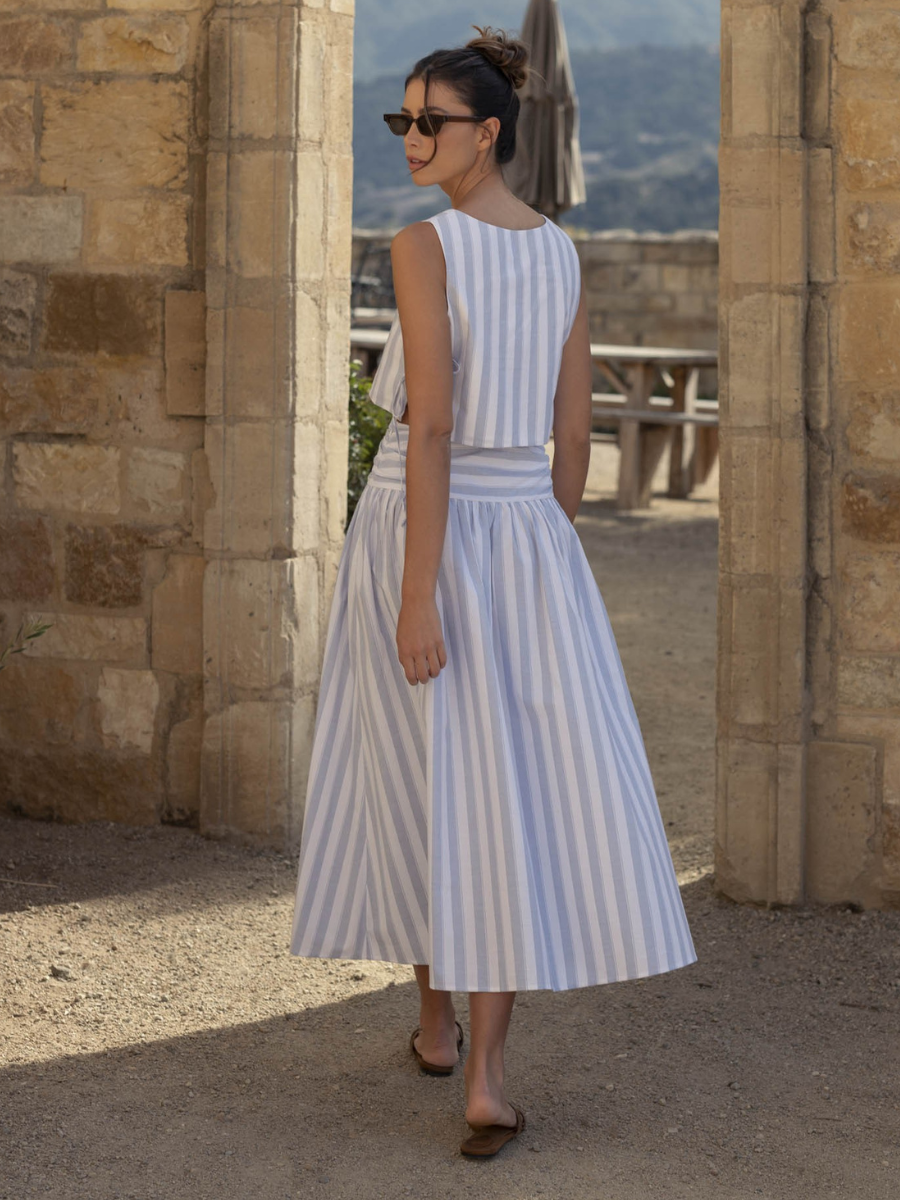 Capri Striped Top - Light Blue