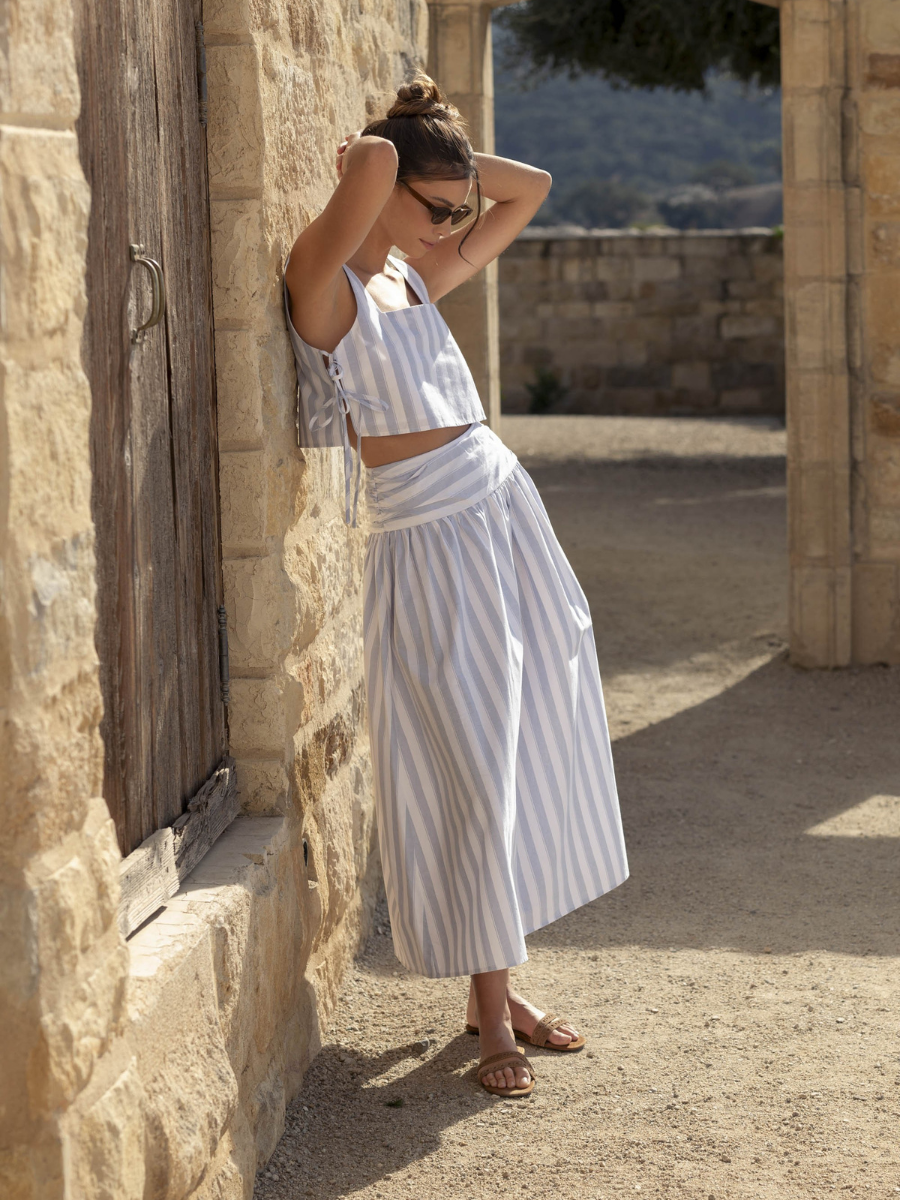 Capri Striped Top - Light Blue