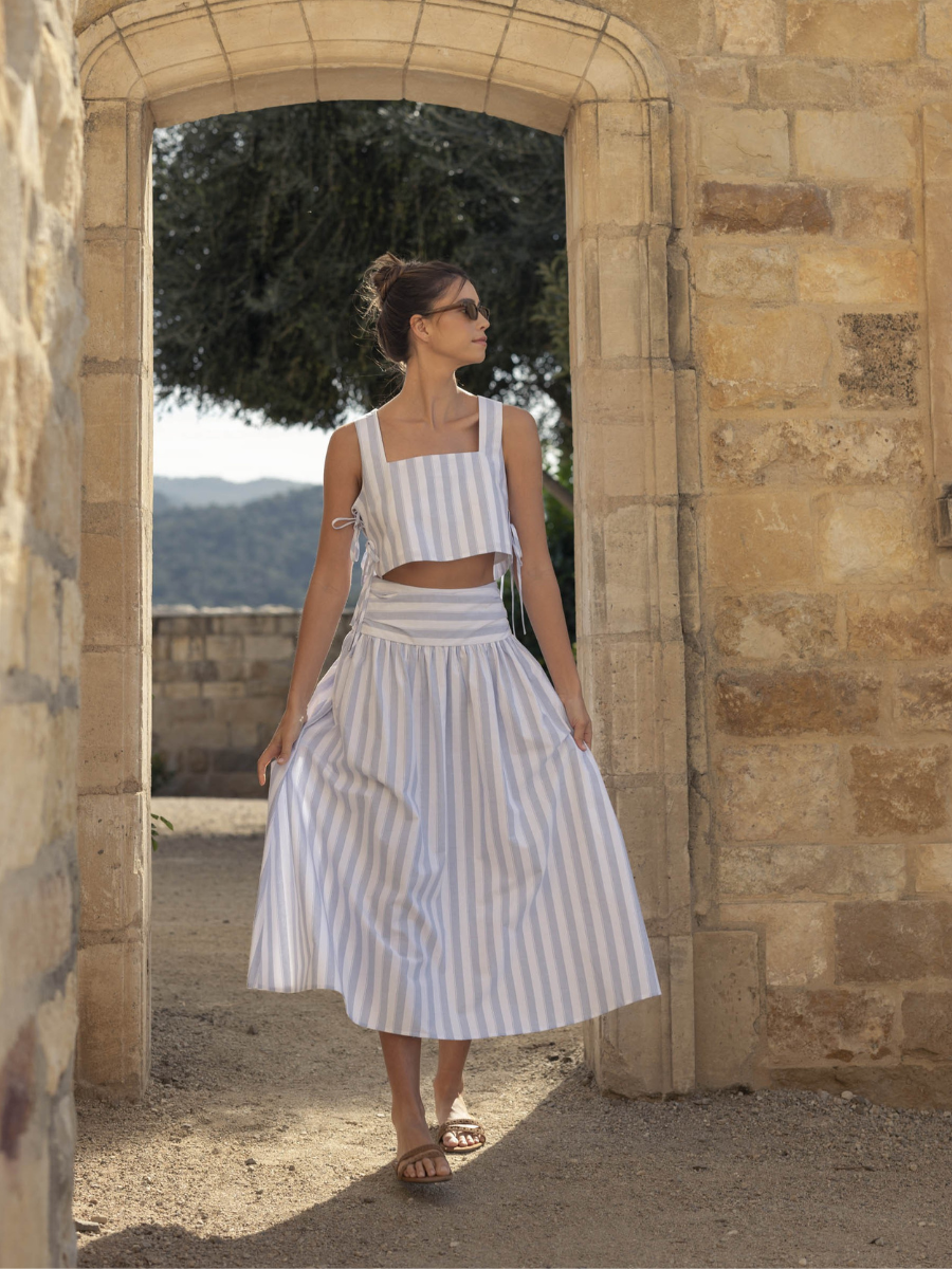 Capri Striped Top - Light Blue